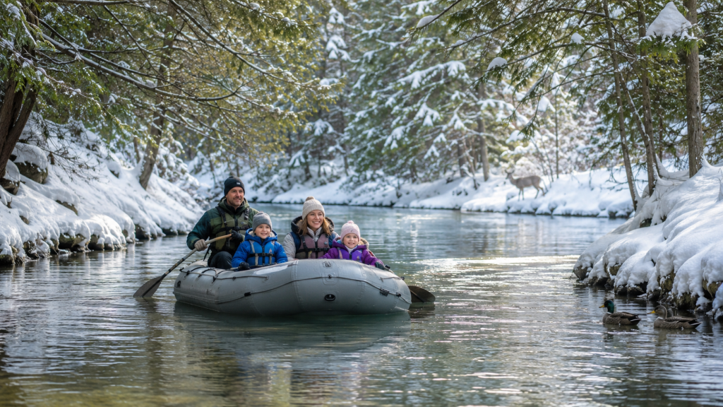Winter Rafting Adventure on a Michigan River