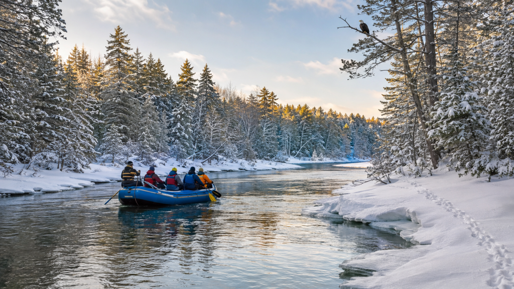 Winter Rafting Through Michigan’s Snowy Wilderness